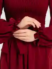 Багровый платье женское, летнее, повседневное, вечернее, с длинным рукавом