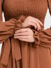 Рыжий платье женское, летнее, повседневное, вечернее, с длинным рукавом