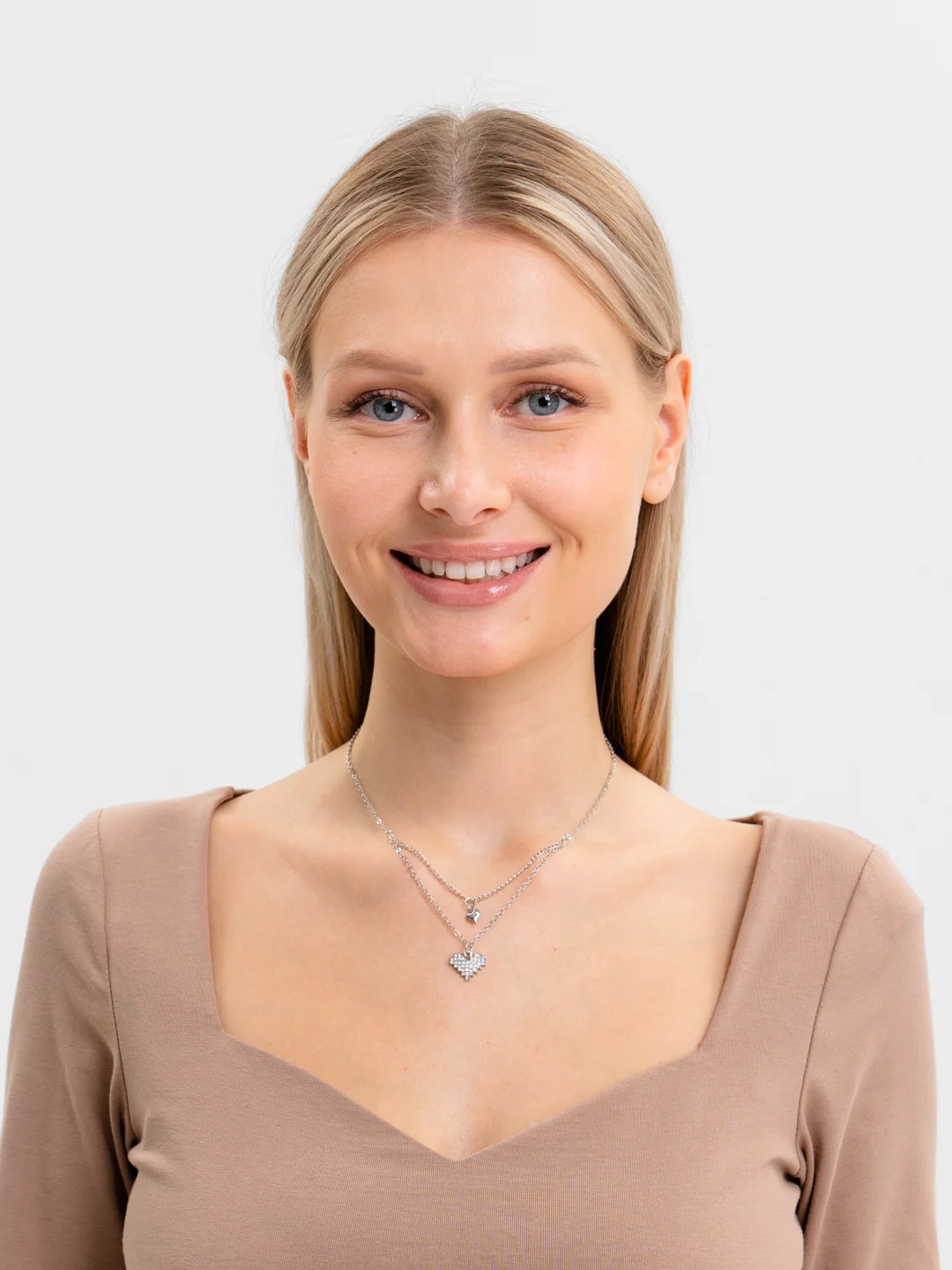 Серебряный цепочка на шею, многослойная