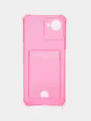 Фуксия чехол для Realme C30 C30s Narzo 50i Prime Реалми С30 Нарзо прозрачный с карманом для карты