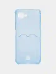 Голубой чехол для Realme C30 C30s Narzo 50i Prime Реалми С30 Нарзо прозрачный с карманом для карты
