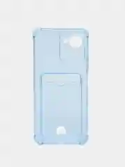 Голубой чехол для Realme C30 C30s Narzo 50i Prime Реалми С30 Нарзо прозрачный с карманом для карты