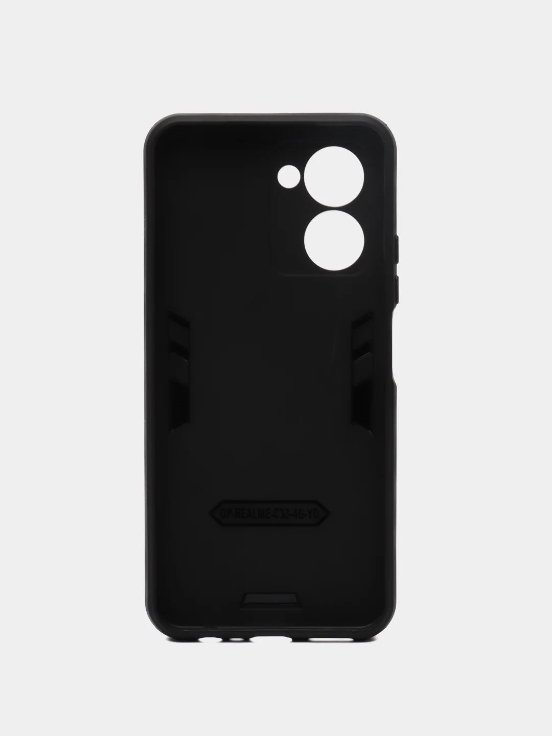 Черный чехол противоударный для Realme C33 (Реалми С33), с металлической подставкой