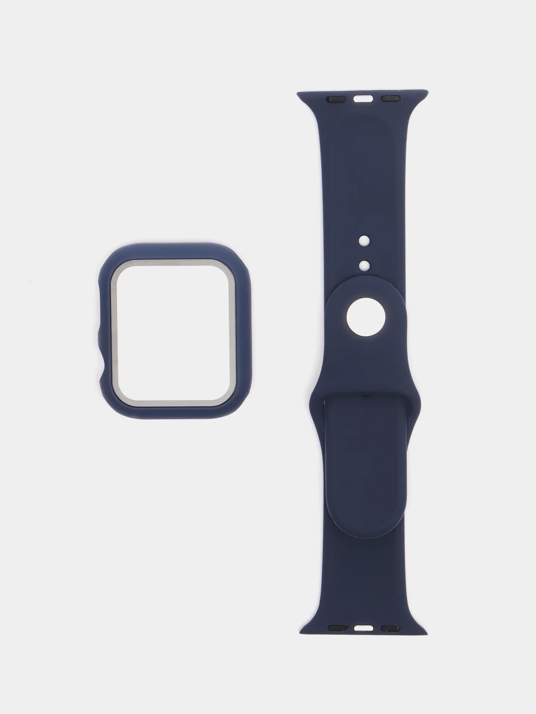 Темно-синий бампер с защитным стеклом и ремешком для Apple Watch 38/40/41/42/44/45/49