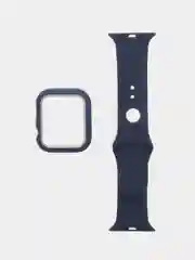 Темно-синий бампер с защитным стеклом и ремешком для Apple Watch 38/40/41/42/44/45/49