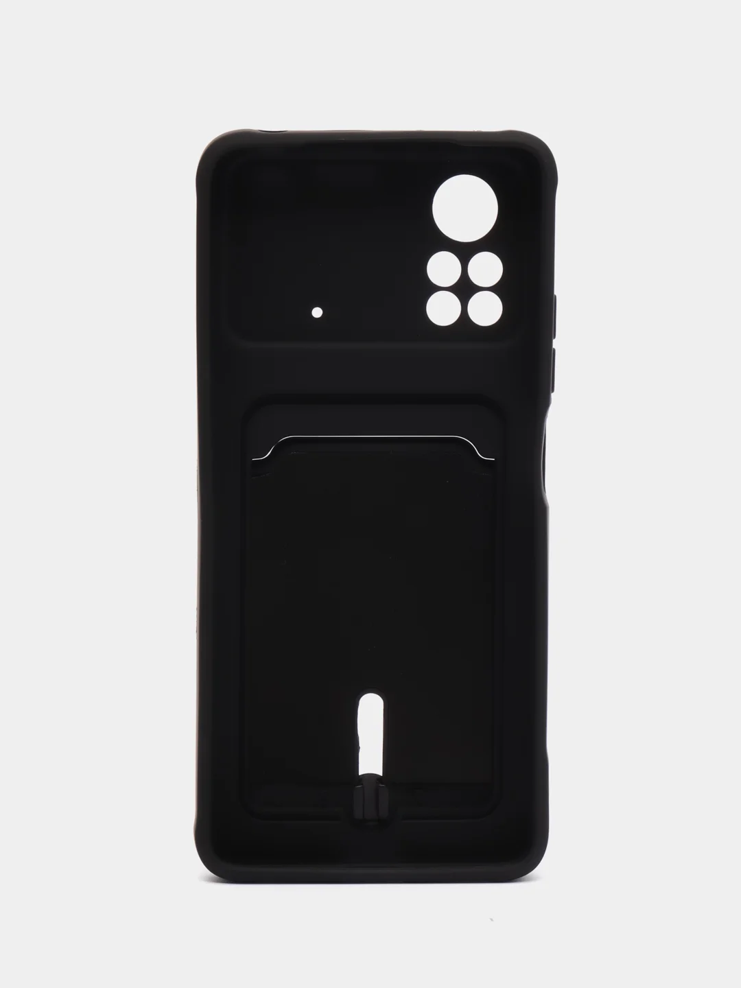 Черный чехол Xiaomi Poco X4 Pro (Сяоми Поко Х4 Про), силиконовый, с карманом для карты