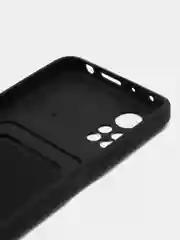 Черный чехол Xiaomi Poco X4 Pro (Сяоми Поко Х4 Про), силиконовый, с карманом для карты