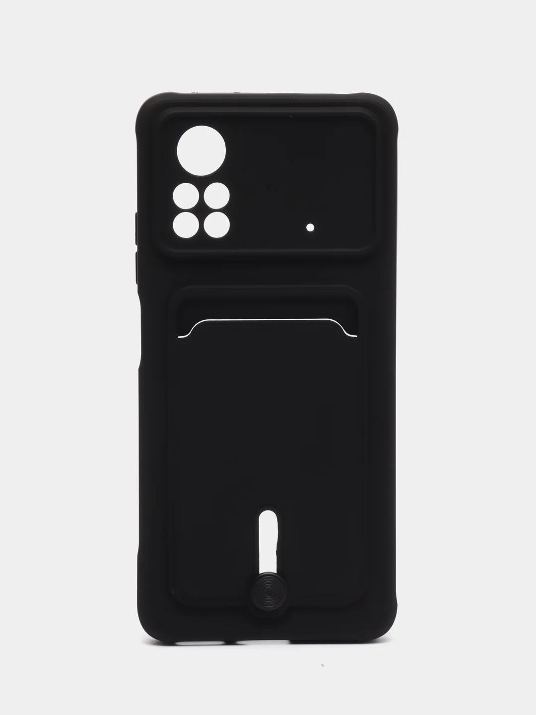 Черный чехол Xiaomi Poco X4 Pro (Сяоми Поко Х4 Про), силиконовый, с карманом для карты