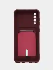 Бордовый чехол Samsung Galaxy, Самсунг Галакси A50 / A50s / A30s, силиконовый, с карманом для карты