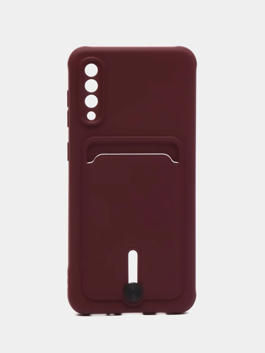 Бордовый чехол Samsung Galaxy, Самсунг Галакси A50 / A50s / A30s, силиконовый, с карманом для карты