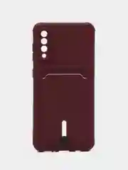 Бордовый чехол Samsung Galaxy, Самсунг Галакси A50 / A50s / A30s, силиконовый, с карманом для карты