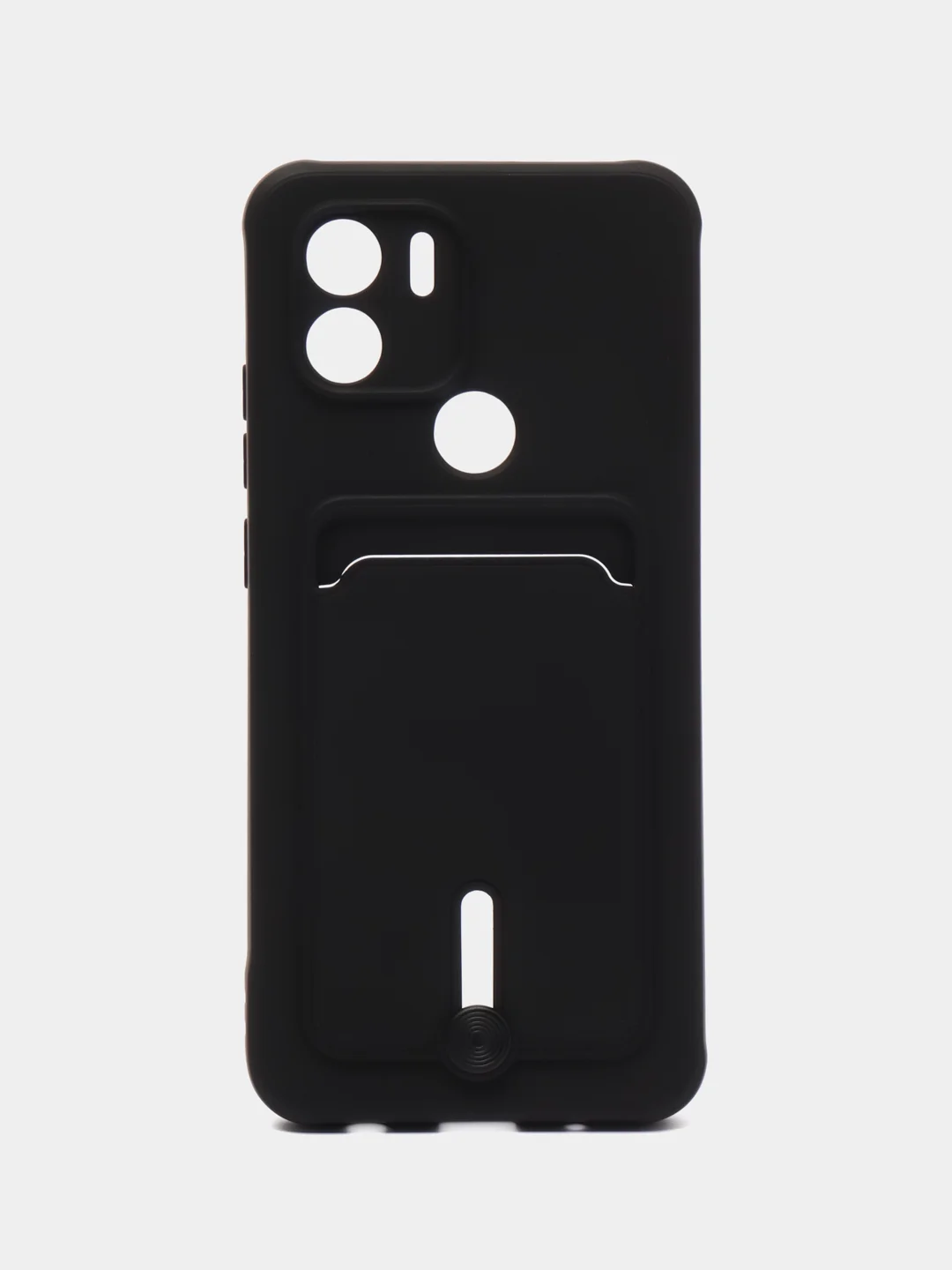 Черный чехол Xiaomi Redmi A1 Plus A2+ Poco C51 Редми А1 Плюс силиконовый, с карманом для карты