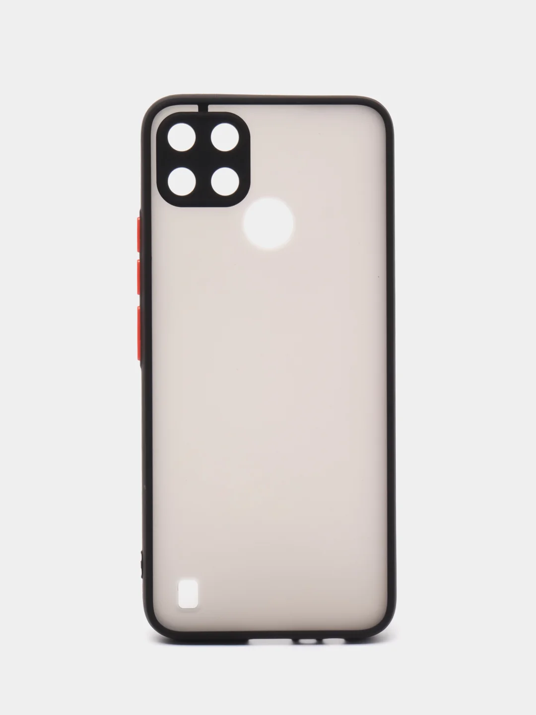 Угольный чехол Realme C21 Реалми С21 пластиковый матовый полупрозрачный с цветными кнопками