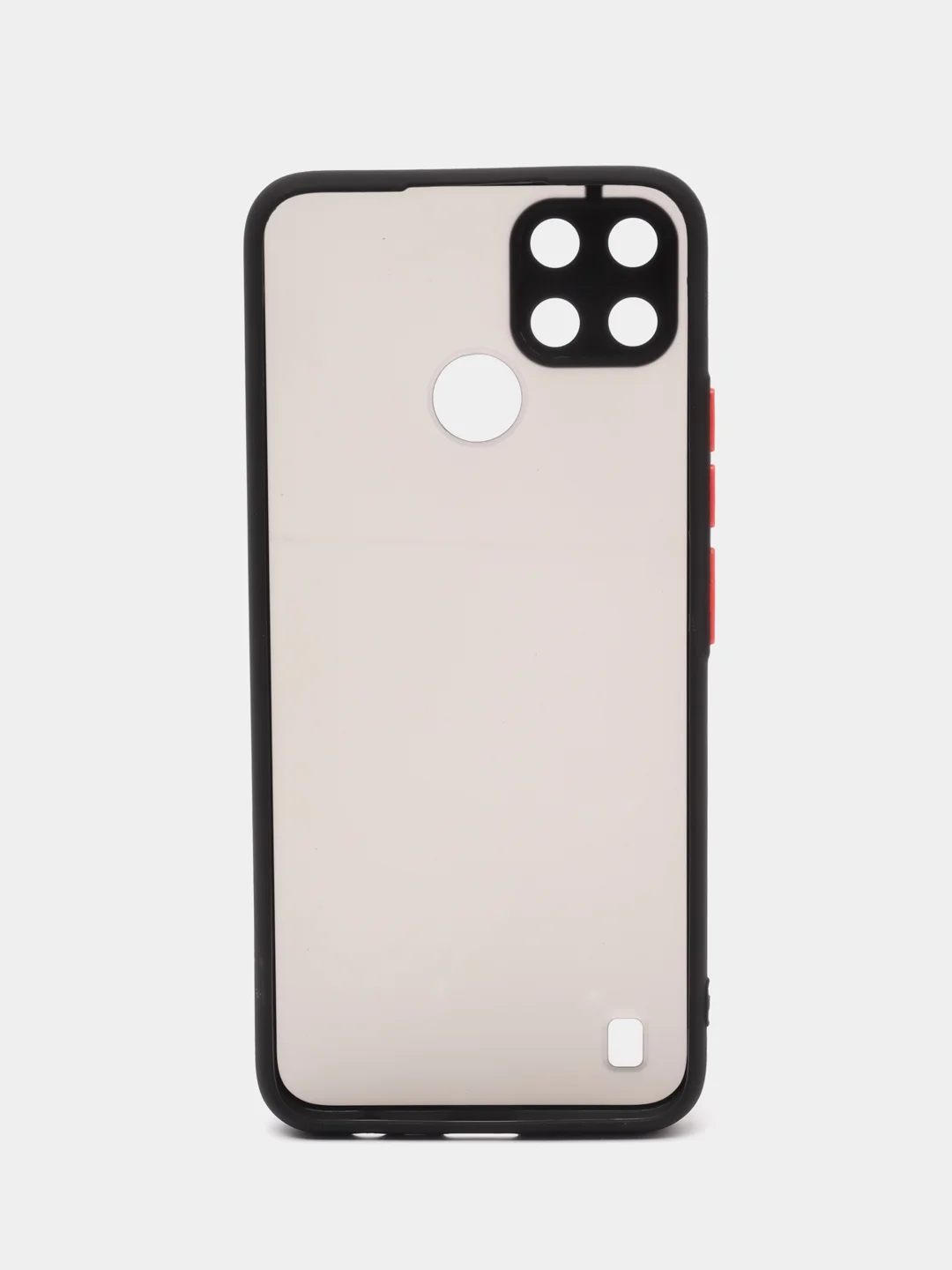 Угольный чехол Realme C21 Реалми С21 пластиковый матовый полупрозрачный с цветными кнопками