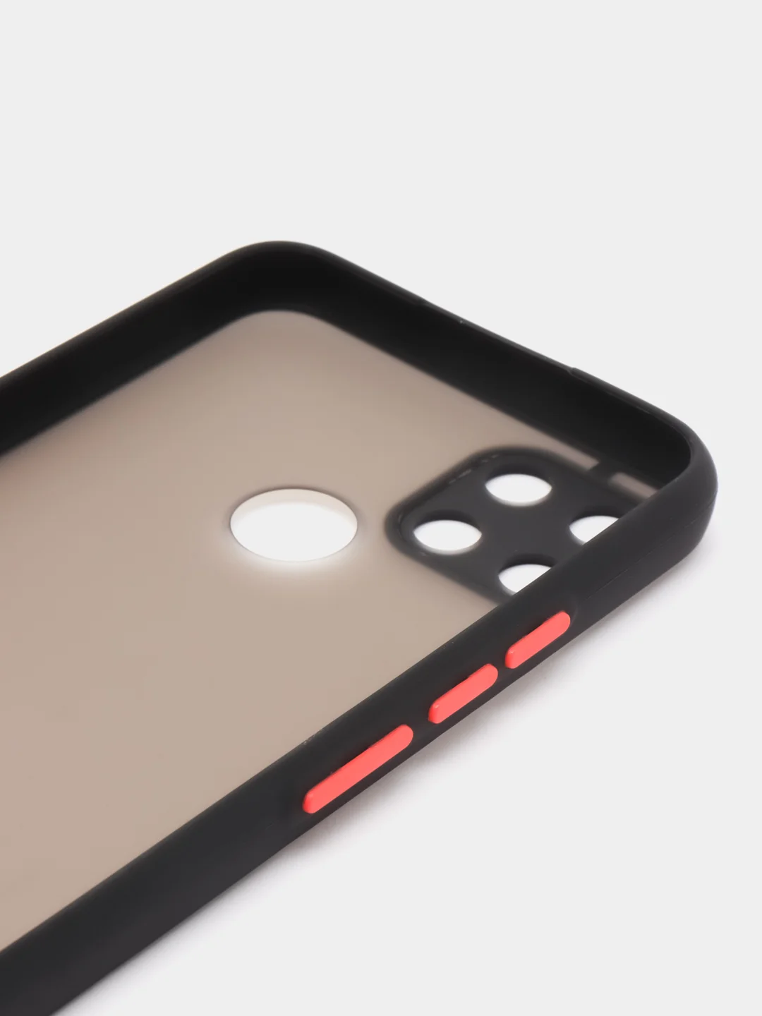 Угольный чехол Realme C21 Реалми С21 пластиковый матовый полупрозрачный с цветными кнопками