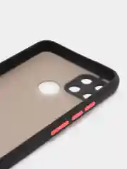 Угольный чехол Realme C21 Реалми С21  пластиковый матовый полупрозрачный с цветными кнопками