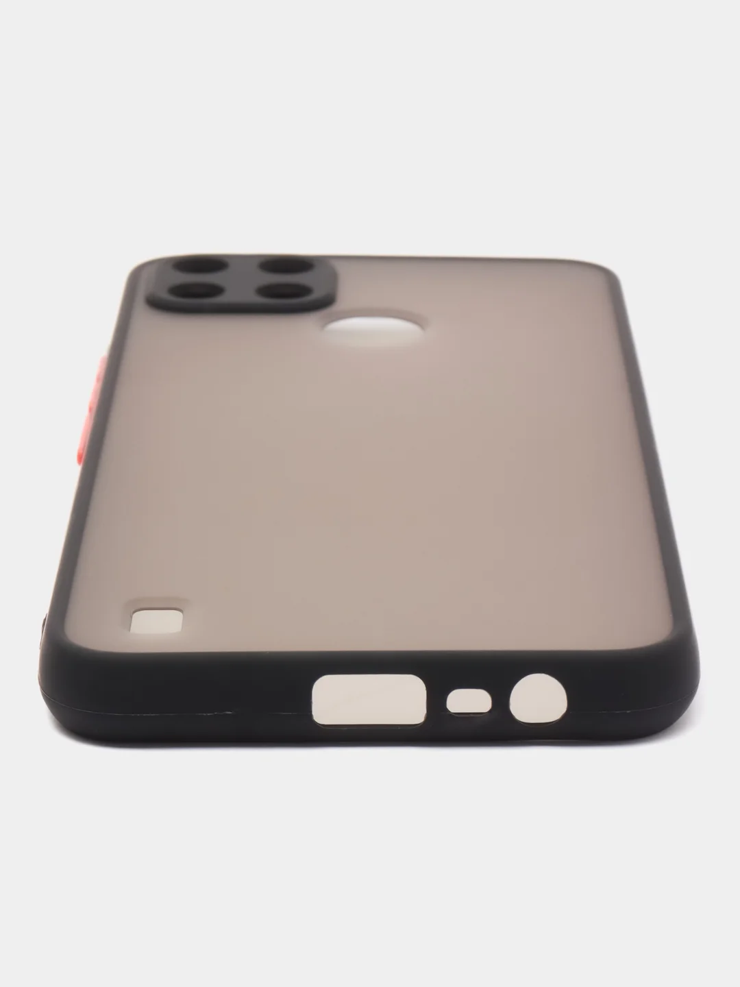 Угольный чехол Realme C21 Реалми С21 пластиковый матовый полупрозрачный с цветными кнопками