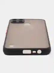 Угольный чехол Realme C21 Реалми С21  пластиковый матовый полупрозрачный с цветными кнопками