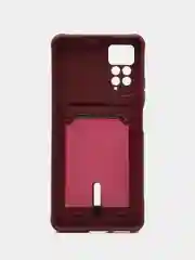Бордовый чехол Xiaomi Redmi Note 11 Pro / Note 12 Pro, Редми Нот 11 про с карманом для карты