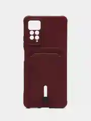 Бордовый чехол Xiaomi Redmi Note 11 Pro / Note 12 Pro, Редми Нот 11 про с карманом для карты