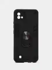 Черный чехол противоударный для Realme C11 2021 / C20 (Реалми С20), с металлической подставкой