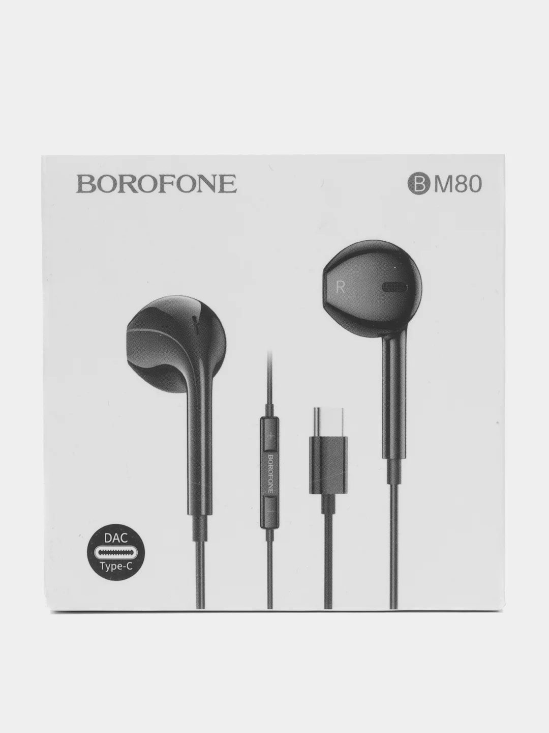 Черный наушники с микрофоном Borofone BM80, с кабелем Jack 3.5 mm/Type-C