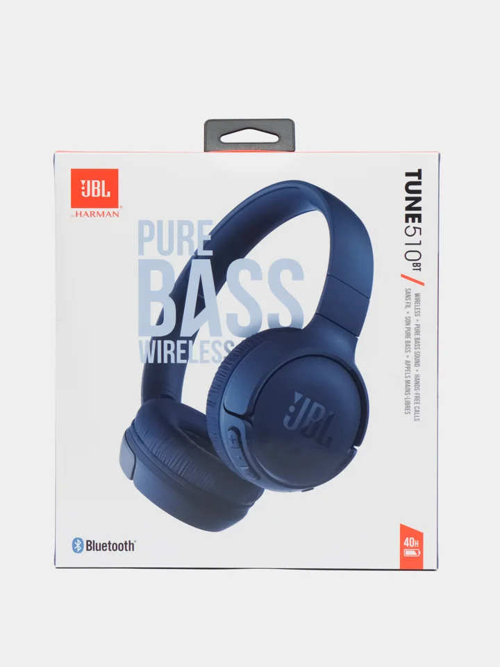 Синий наушники JBL Tune T510BT, беспроводные, полноразмерные, с микрофоном