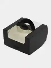 Черный коробка под бенто-торт, с окном, 14х14х8