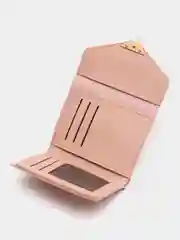 Розовый кошелек женский, кожаный, с застежкой "Сердце" для денег, карт и на подарок