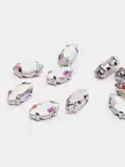 Серый меланж стразы лодочка в оправе 4 х 8, 5 х 10, 6 х 12, 7 х 15, 13 х 27 мм, 10 шт