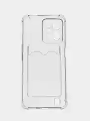 Прозрачный противоударный чехол BROSCORP для Realme C31, силиконовый, с карманом для карт