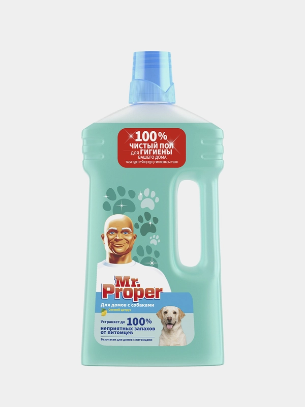 MR PROPER Моющая жидкость для полов и стен для домов с собаками Свежий Цитрус 1л