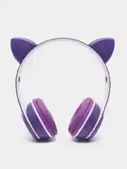 Пурпурный беспроводные наушники, со светящимися кошачьими ушками, Bluetooth