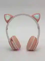 Розовый беспроводные наушники, со светящимися кошачьими ушками, Bluetooth