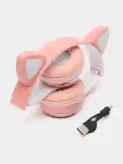 Розовый беспроводные наушники, со светящимися кошачьими ушками, Bluetooth