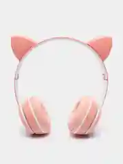 Розовый беспроводные наушники, со светящимися кошачьими ушками, Bluetooth