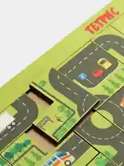 Зеленый деревянный пазл "Тетрис", головоломка