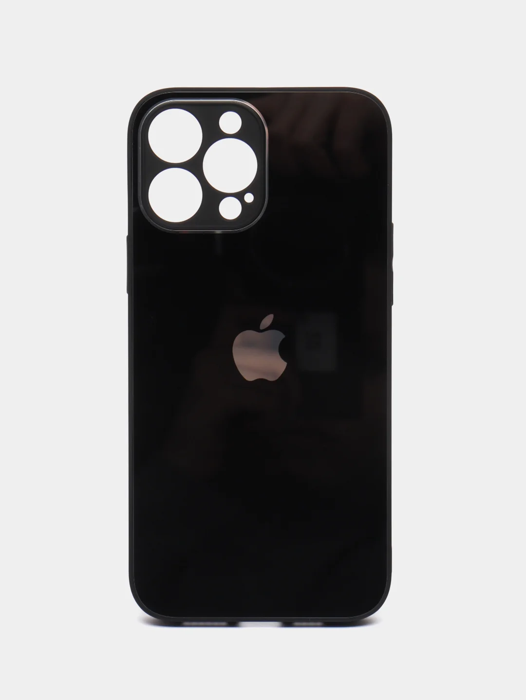 Черный чехол для айфон со стеклянной панелью iPhone 11, 12, 13, 14, Pro, 12 Pro Max, 14 Pro