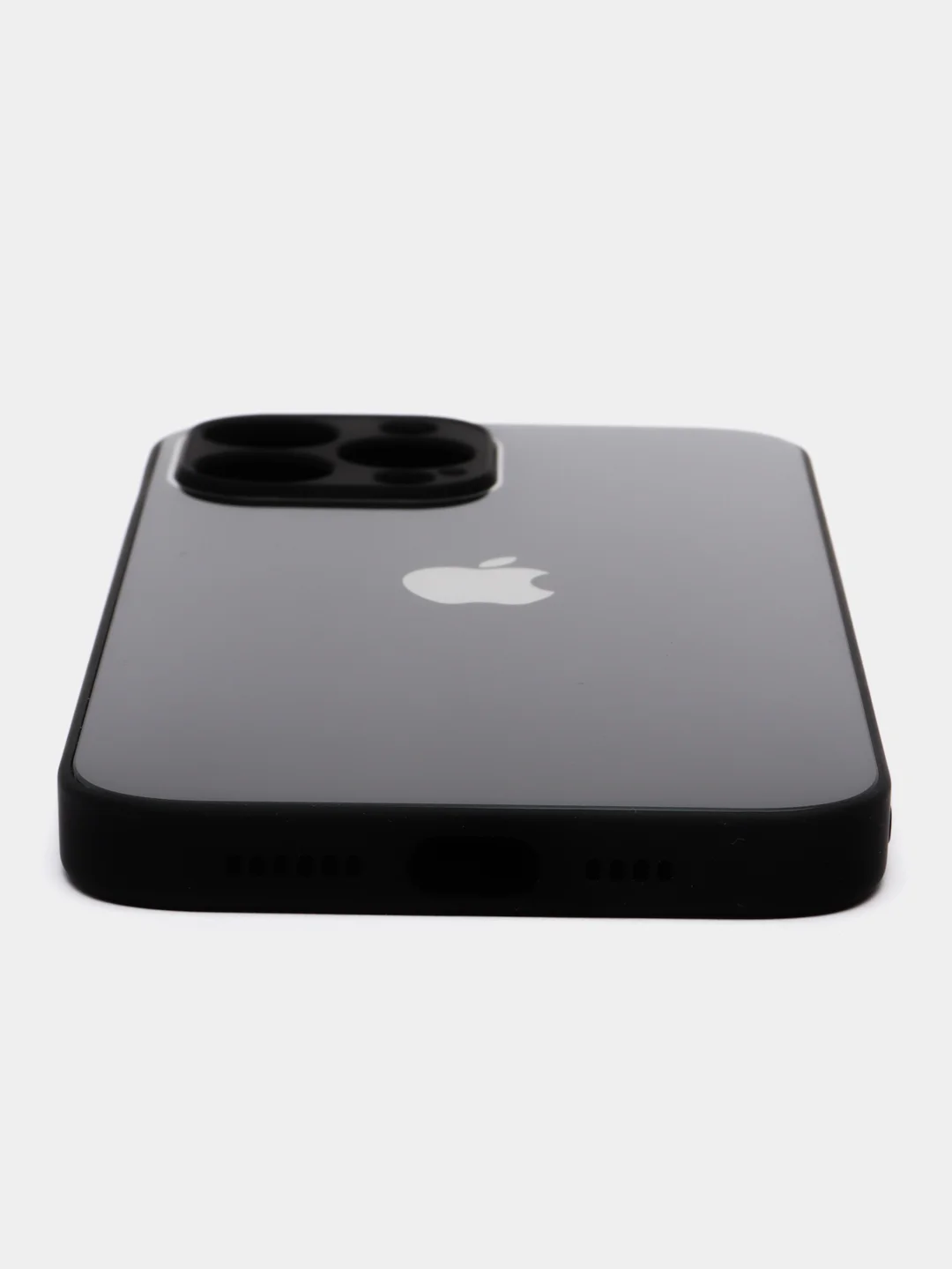 Черный чехол для айфон со стеклянной панелью iPhone 11, 12, 13, 14, Pro, 12 Pro Max, 14 Pro