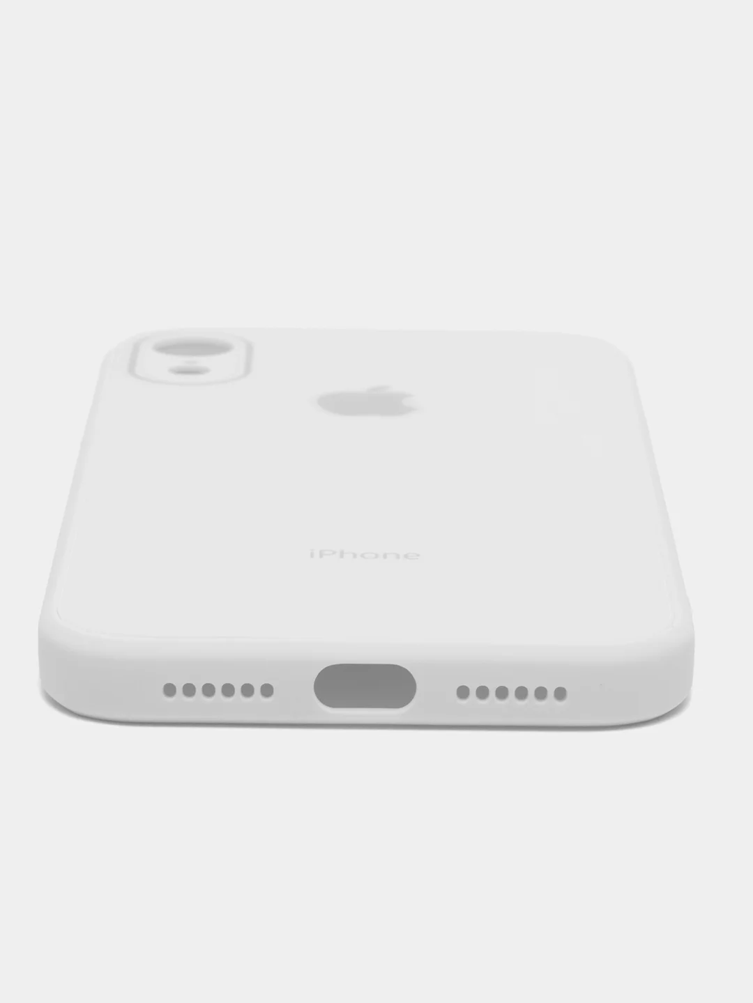Белый чехол для айфон со стеклянной панелью iPhone 11, 12, 13, 14, Pro, 12 Pro Max, 14 Pro