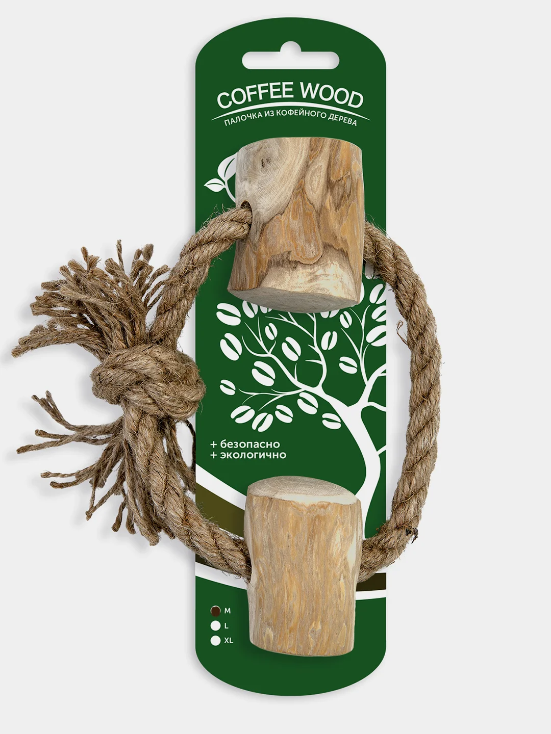 Игрушка для собак COFFEE WOOD "Веревочное кольцо с бочонками", 15см, M