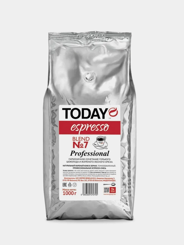 Кофе в зернах TODAY Espresso Blend № 7 Professional, в/уп 1 кг