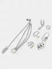Серебряный серьги - каффы, набор 7 штук, женские сережки клипсы