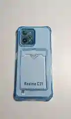 Тёмно-серый чехол REALME C31 с карманом для карточки, и защитой камеры