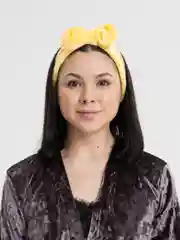 Желтый мягкая плюшевая повязка для волос с бантиком, для косметических процедур, 14 цветов