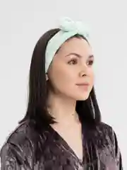 Бирюзовый мягкая плюшевая повязка для волос с бантиком, для косметических процедур, 14 цветов