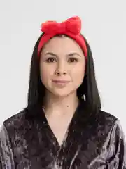Алый мягкая плюшевая повязка для волос с бантиком, для косметических процедур, 14 цветов