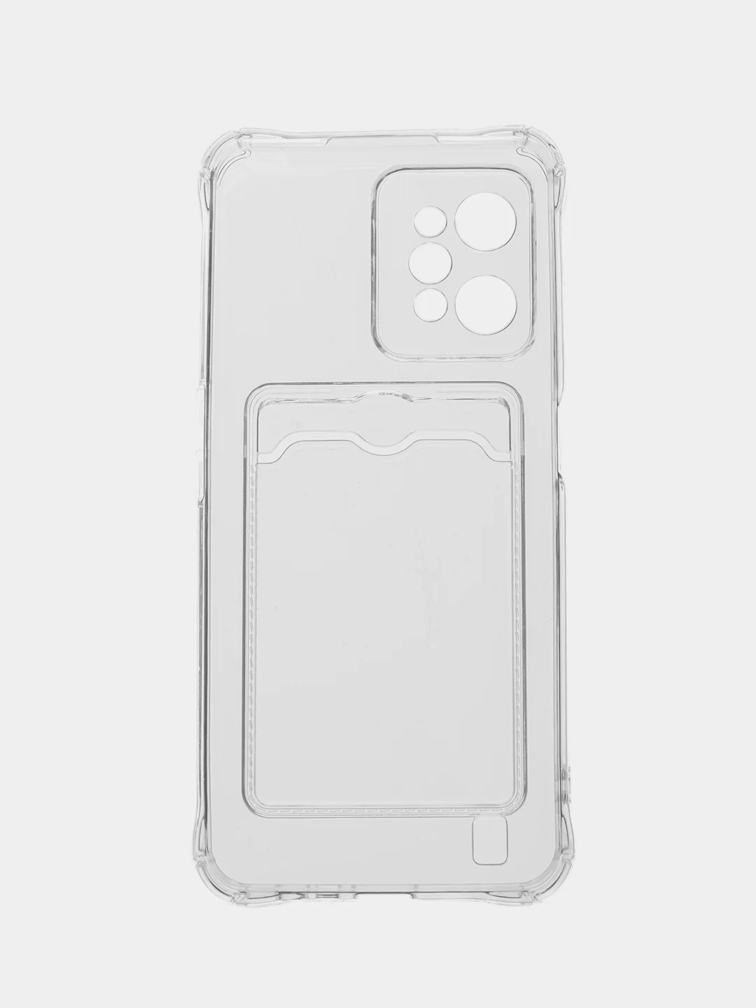 Прозрачный чехол прозрачный на Realme С31 C35 силиконовый с карманом для карт Реалми