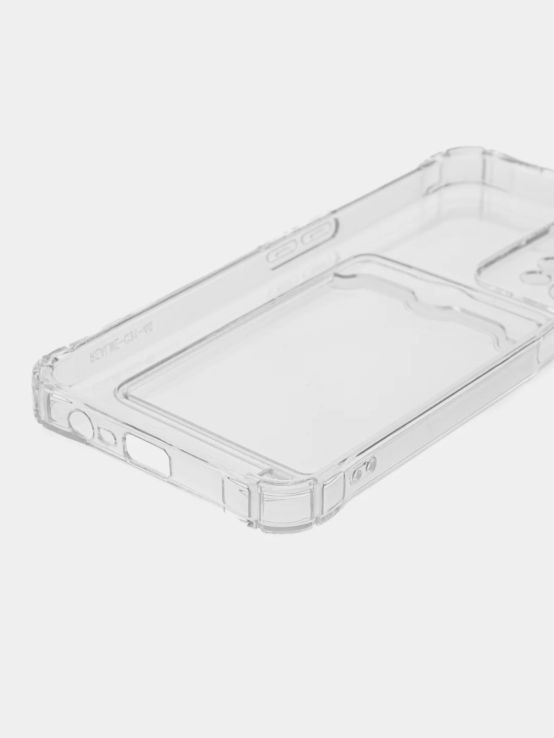 Прозрачный чехол прозрачный на Realme С31 C35 силиконовый с карманом для карт Реалми