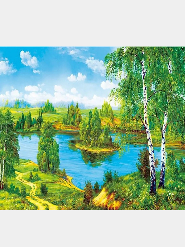 Алмазная мозаика "Летний пейзаж", без подрамника, полная выкладка, 40 х 50 см